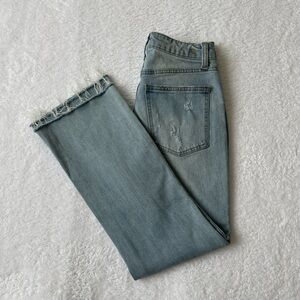 Juicy Couture Y2K Light Wash Distressed Flare Jeans Raw Hem Size 27